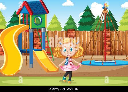 A girl at playground illustration Stock Vector Image & Art - Alamy