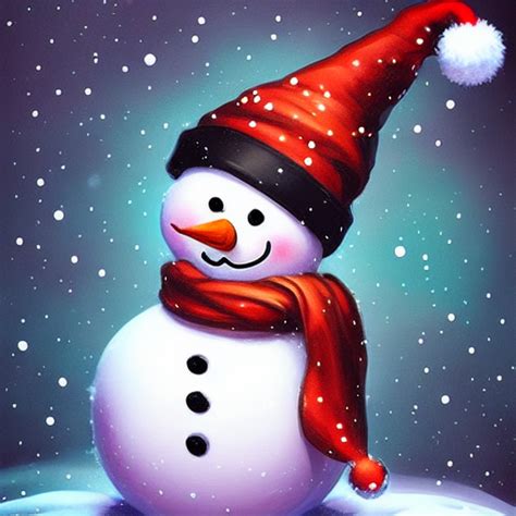 Whimsical Detailed Fantasy Cute Christmas Snowman · Creative Fabrica