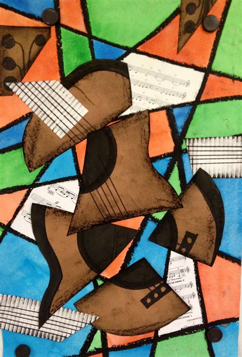 Abstract Art Guitar or Music Instrument Mixed Media Lesson 7th Grade Art, Cubism Art, Ecole Art ...