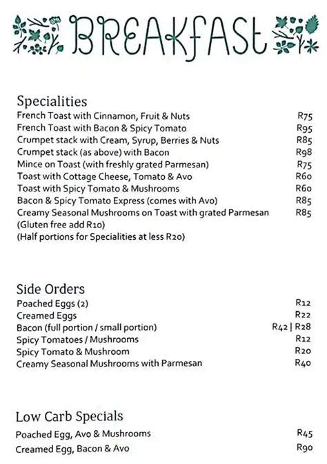 Park Cafe Menu, Menu for Park Cafe, Parktown, Johannesburg - Zomato SA