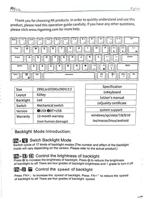 Rk61 updated manual royal kludge gaming keyboard wireless type c