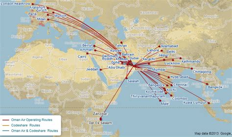 Oman Air route map