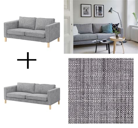 IKEA KARLSTAD Sofa and Loveseat SLIPCOVER Cover ISUNDA GRAY Grey Linen Blend 2 and 3 Seat