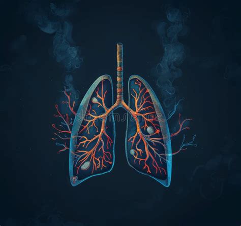 Detailed Illustration of Human Lungs Showcasing Bronchial Tubes and ...