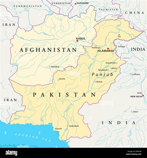 Afghanistan and Pakistan Political Map Stock Photo - Alamy