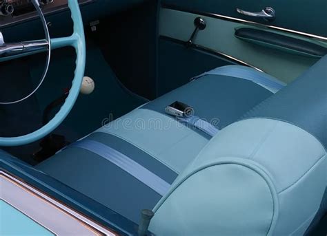 Interior of a Classic Car in Shades of Blue Stock Illustration ...