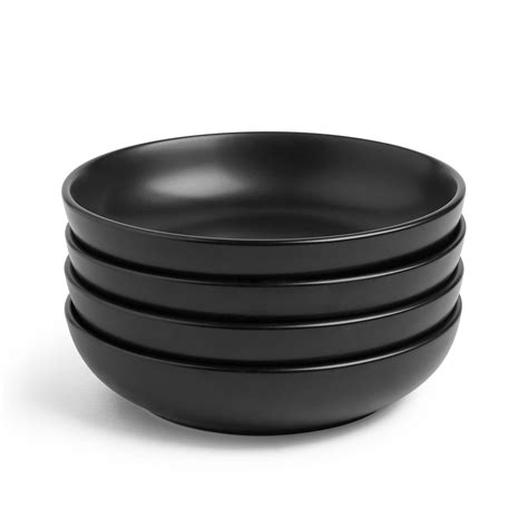 VonShef 4 Piece Matte Black Pasta Bowl Set – Ceramic Pasta Bowls | eBay