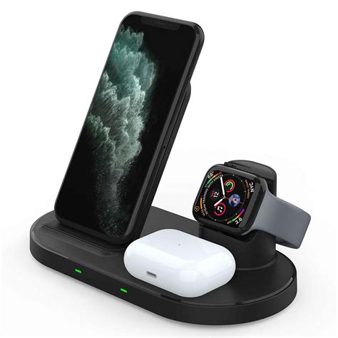 W55 3 in 1 15W Fast Charging Magnetic Wireless Charger Desktop Station Dock (Upgraded Version ...