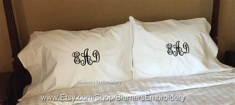 Monogrammed Pillowcase Set Custom Personalized Monogram Bed | Etsy