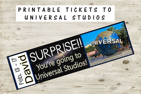 Printable Ticket to Universal Studios with Custom Name Dates ...