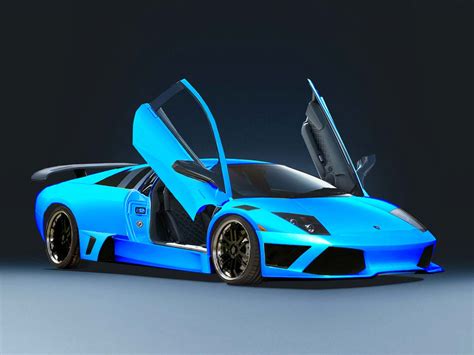 Experience the sleek beauty of a Black and Blue Lamborghini