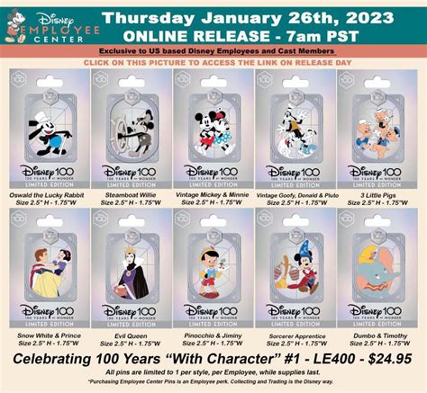 Celebrating 100 Years with Character Series 1 Pins at Disney Employee Center - Disney Pins Blog