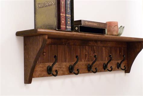 Entryway Coat Rack Wood Wall Shelf 35 Inches-full Color - Etsy