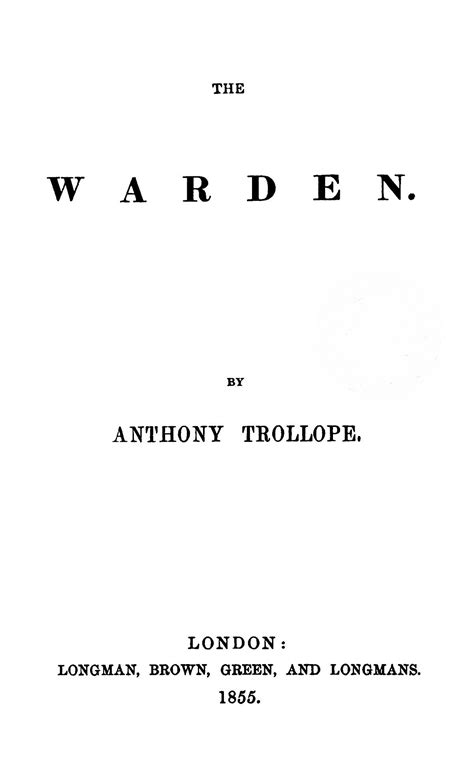 The Warden - Wikipedia | The warden, Warden, Anthony trollope