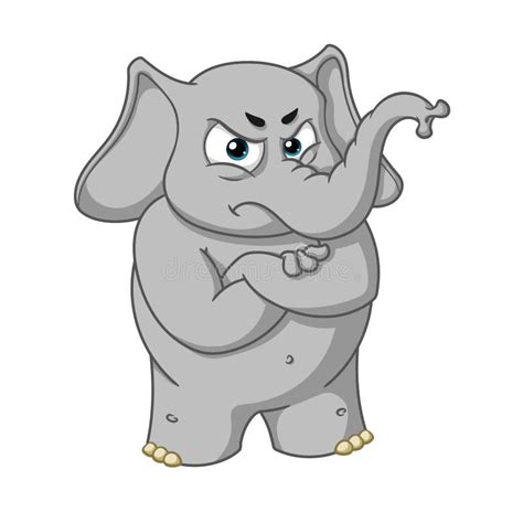 Big Collection Vector Cartoon Characters of Elephants on an Isolated Background. Angry, Arms ...