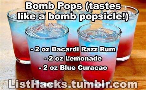Bomb pop drink | Alcohol drink recipes, Bomb drinks, Boozy drinks
