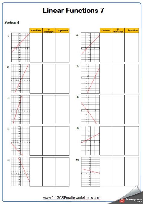 Straight Line Graph Questions Worksheet - Graphworksheets.com