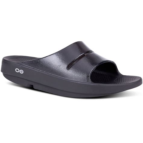 Oofos OOahh Luxe Slide Sandal Black | Laurie's Shoes