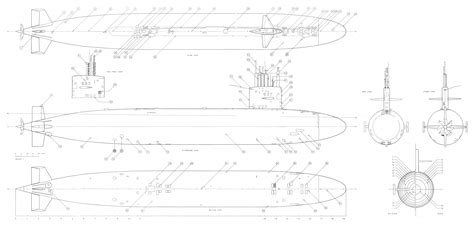 USS Sturgeon (SSN-637) Blueprint - Download free blueprint for 3D modeling