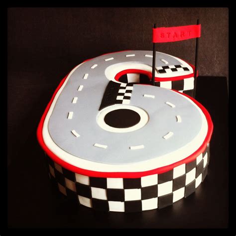 Number 6 racing track cake for 6th birthday - Cakes by Lou | 60th birthday cakes, Number ...