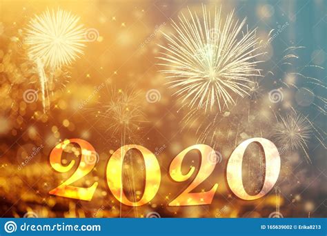 2020 Happy New Year with Firework Stock Photo - Image of number, gold: 165639002