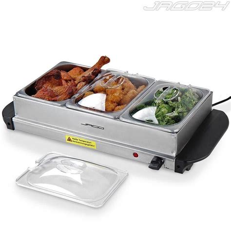 Electric Food Warmer Buffet Dish Server Hot Plate Tray with Three 1.5L ...