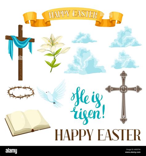 Happy Easter set of decorative objects. Religious symbols of faith Stock Vector Image & Art - Alamy