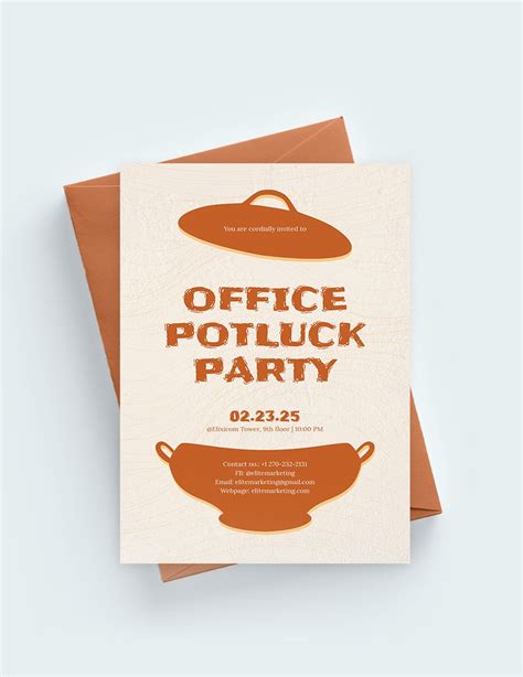 Office Potluck Party Invitation Template in PSD, Publisher, Illustrator, Word, Pages, Outlook ...