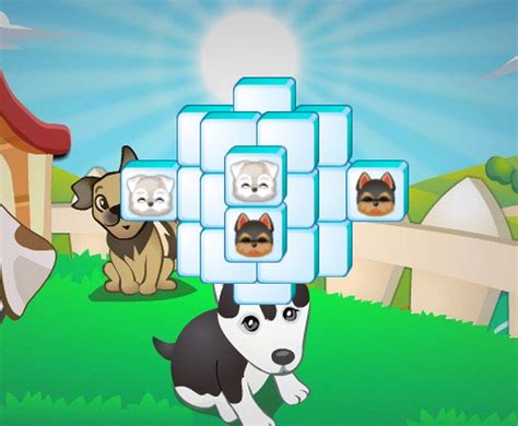 Fun Mahjong solitaire game with dog tiles. Find 2 of the same dogs to ...