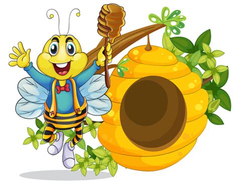 Cartoon bee and beehive vector material 04 free download