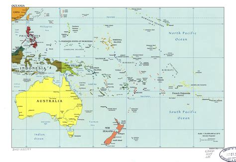 Large detailed political map of Oceania with marks of capitals, large ...