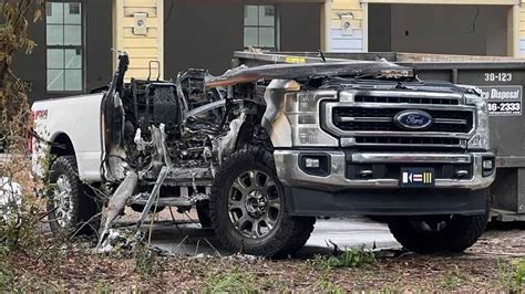 Ford Super Duty Pickup Burns To Crisp After Lightning Strike