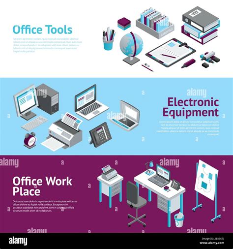 Modern office workplace desk organizer accessories 3 flat horizontal ...