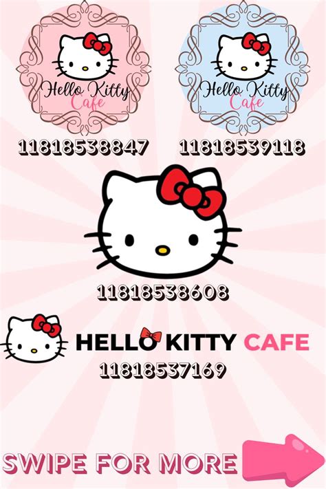 Hello kitty logo signs and cafe menu decals for bloxburg on roblox | Kitty cafe, Bloxburg decals ...