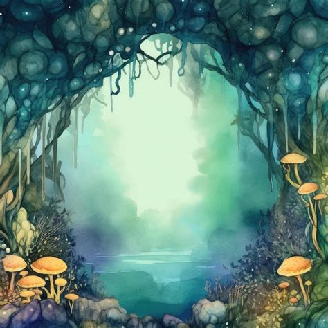Premium AI Image | Forest fantasy background Watercolor style