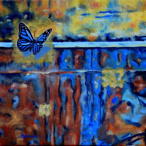 Blue Butterfly, Oil Painting by Lynn Nichols (12" x 12") | Oil painting ...