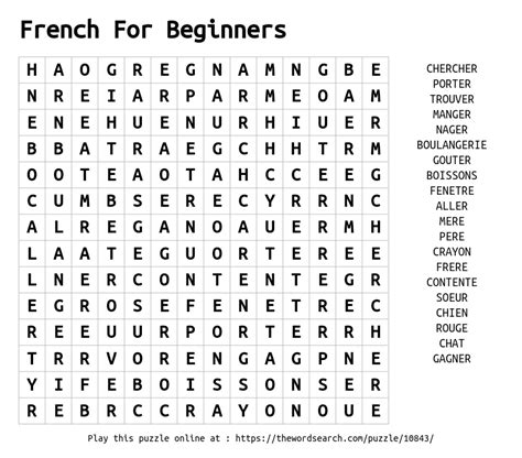 Download Word Search on French For Beginners