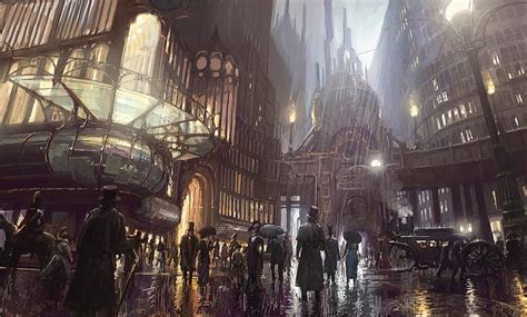 HD wallpaper: brown concrete house, steampunk, city, artwork, concept art, fantasy art ...