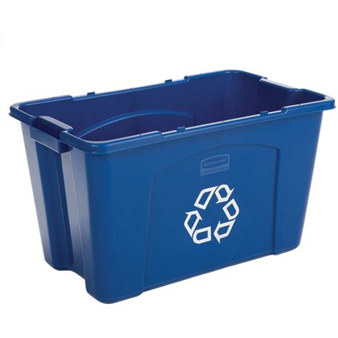 Rubbermaid 18-Gallon Curbside Blue Recycling Container Box | Trash Cans ...