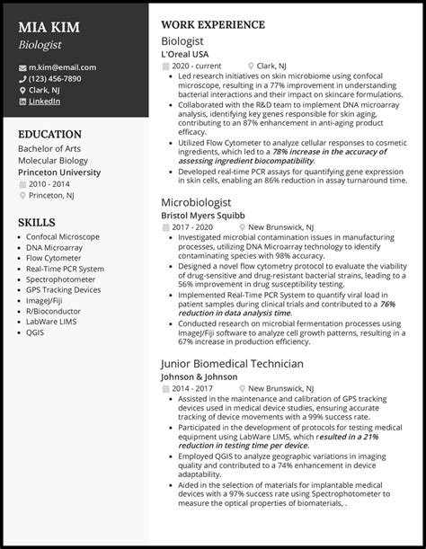 5 Biology Resume Examples [& Templates]