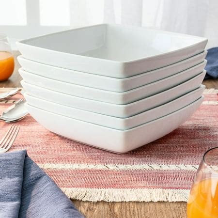 Better Homes & Gardens Loden Square Pasta Bowls, White, Set of 6 - Walmart.com