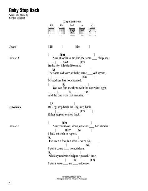 Baby Step Back by Gordon Lightfoot - Guitar Chords/Lyrics - Guitar ...