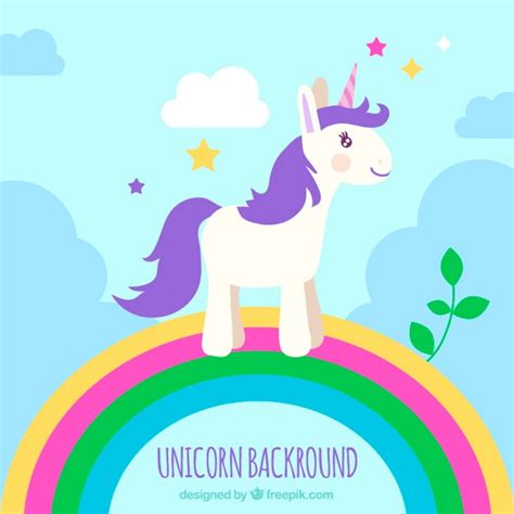 Purple unicorn on a rainbow Vector | Free Download