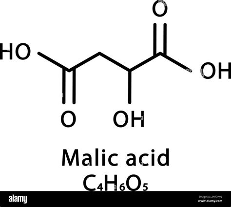 Malic acid molecular structure. Malic acid skeletal chemical formula. Chemical molecular formula ...