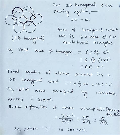 Packing fraction in 2D-hexagonal arrangement of identical spheres is