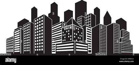 Vector silhouette of city with tall buildings and skyscrapers Stock Vector Image & Art - Alamy