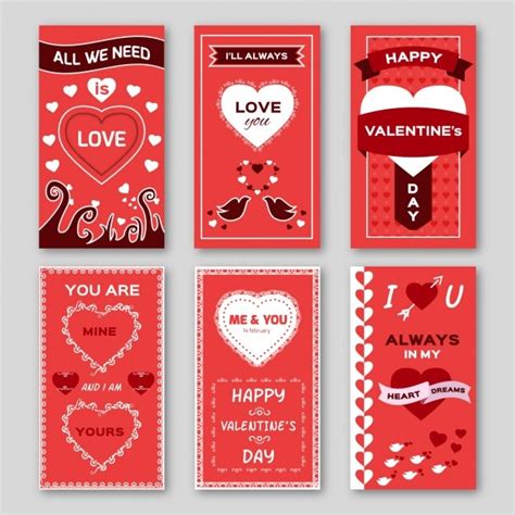 Colección de tarjetas de san valentín planas | Vector Gratis