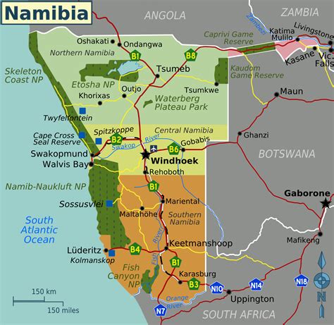 Detailed political map of Namibia with all cities and highways ...