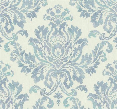 Damask Wallpaper Victorian Wallpaper Vintage Metallic Silver Blue Cream ...