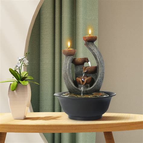 BEAMNOVA Tabletop Water Fountain Indoor Waterfall Fountains with Candl